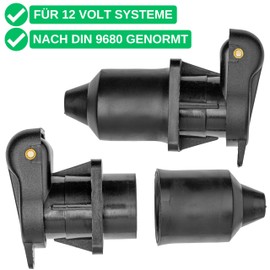 3-Pin Plug and Socket Set, Hard Plastic Housing, 3-Pin Plug System Standardised According to DIN 9680, 4-Hole Mounting Plate, Plug Connection for 12 V Systems, 3 Pin Plug Socket Agricultural Machine,