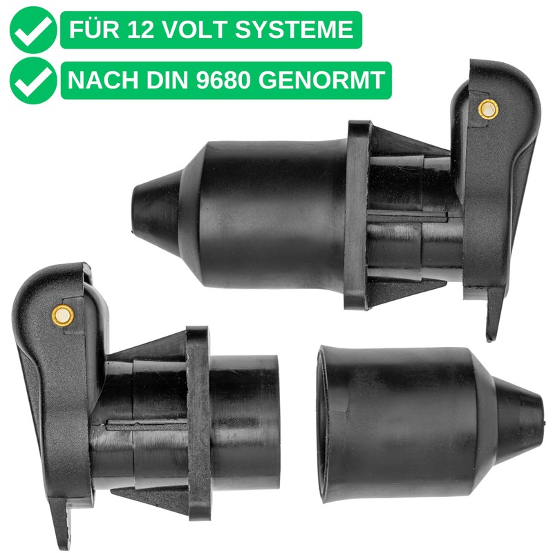 3-Pin Plug and Socket Set, Hard Plastic Housing, 3-Pin Plug