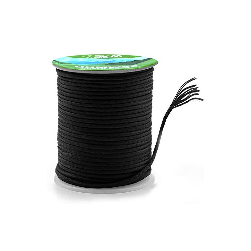 9KM DWLIFE 100% UHMWPE Braided Cord, 0.8mm Black 200ft 220lb