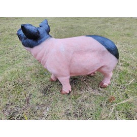 HOUDE Cute Pig Sculpture, 20.08 inches Long, decorates Outdoor Art Gardens, courtyards, lawns, and Indoor Public Spaces Such as Living Rooms and Balconies. (Black)