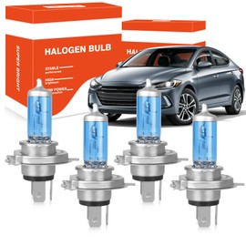 OQSNCV Fit for Hyundai Elantra 1999 2000 High Performance Halogen Headlight Bulbs, 9003/H4 High Beam + 9003/H4 Low Beam Headlamp Replacement Bulbs Kit 100W 4200K, Pack of 4