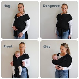 Stylish Black & Gold Baby Carrier Wrap: Comfortable, Soft & Supportive, Adjustable Ring Sling for Mom & Dad, Ideal for Baby Registry, Newborn to Toddler, Baby Shower