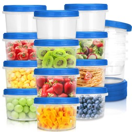 Freezer Containers with Twist Top Lids, Heavy Duty Round Airtight Food Storage Container for Fruit,Deli,Leftovers,Soup,Overnight Oats, BPA Free Stackable Freezer Storage Containers [16 Pack-16 oz]