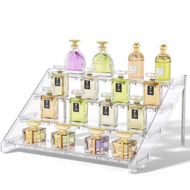 Delamu Perfume Organizer, 12.4 Inch 4 Tier Step Display Shelf Stand Holder, Cologne Organizer for Men, Large Shelf Risers for Figures, Cupcake Stand for Party, Riser Stand for Decoration Organization