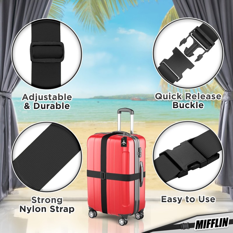 Luggage Straps - Black, 78" Long, 2 Inches Wide, 4