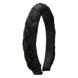 Alpenflüstern ADV141 Costume Braided Headband Linen Look Women's Hair Accessories Non-Slip Braided Headband for Dirndl (Black)