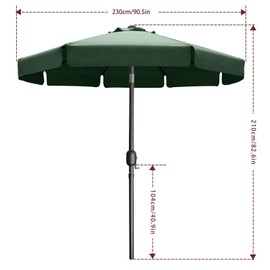 MASTERCANOPY Valance Patio Umbrella OutdoorMarket Table Umbrella with Ruffles, 8 Sturdy Ribs (7.5ft, Forest Green)