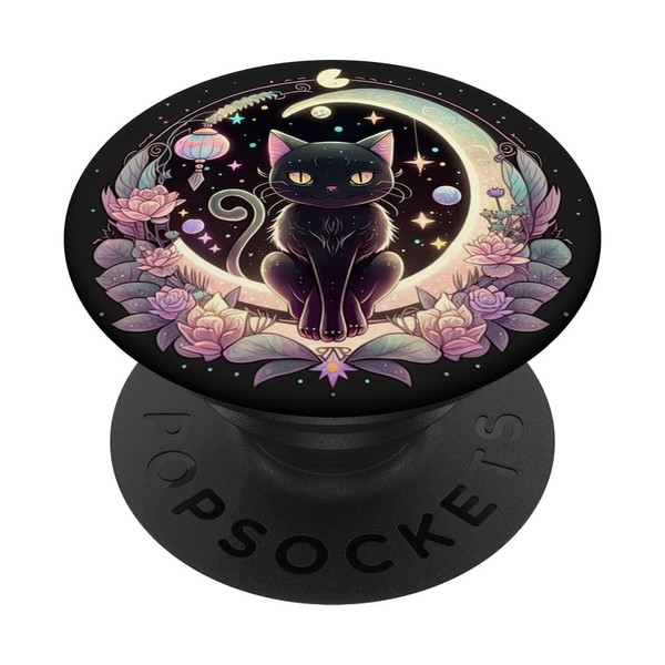 Moon Phases Crystal Witchy Cute Black Cat Kawaii Pastel Goth