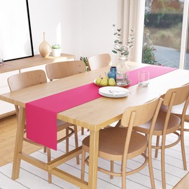 Encasa Homes table runner for 6 seater table, fuchsia pink, large 40 x 150 cm, 100% cotton plain dyed decoration towel for party, banquet, restaurant, machine washable