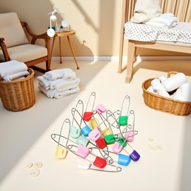 20 Pcs 2 Inch Baby Infant Child Cloth Nappy Diaper Pins Safety Locking Holder Colorful Safety Pins Heavy Duty, Diaper for Pins and Fasteners, Cloth Diapers and Accessories