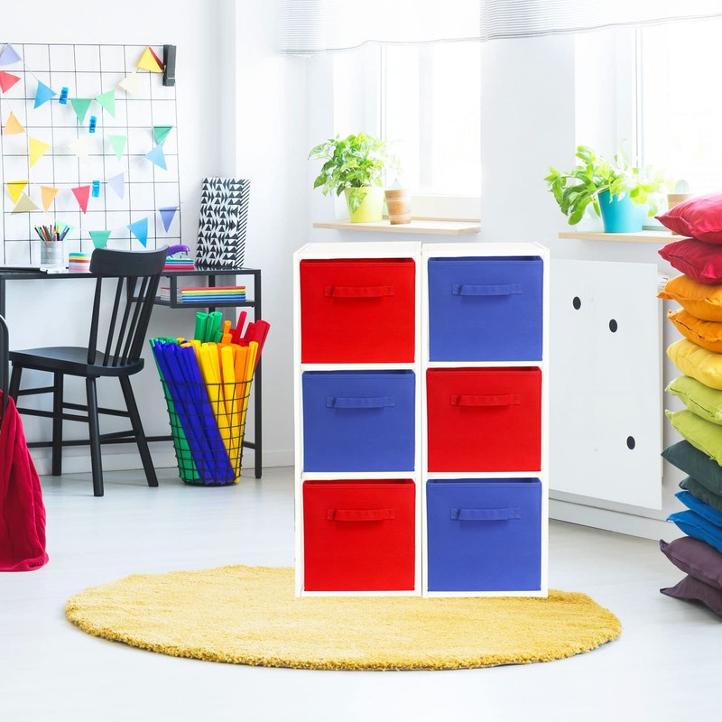 Simple Houseware Foldable Cube Storage Bins, 11-Inch Red, 6-Pack Fabric