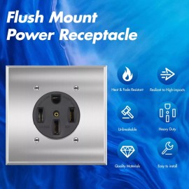 Maxbright NEMA 14-50R  50 A Receptacle Flush Mounting Outlet,3 P 4 Wire 125V, square panel