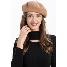 ZLYC Women's Classic French Artist Beret Beret, Camel Hair Colour, One Size