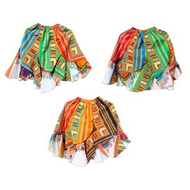RaanPahMuang Bulk Pack of Girls Wild Flowing Dashiki Patch Skirt Mixed Colors, 3-6 Years, 3 Pieces Edge Mix Colors