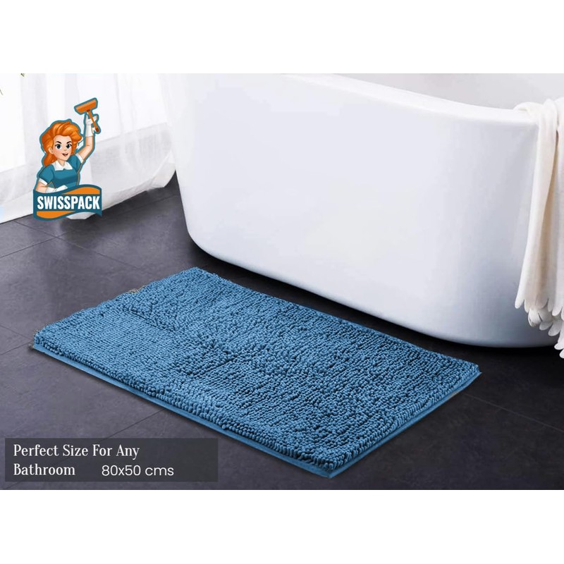 SWISSPACK 80x50 CMS Microfiber Bath Mat for Bathroom, Non-Slip Super