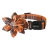 ADOGGYGO Fall Dog Collar with Detachable Floral, Adjustable Orange Plaid