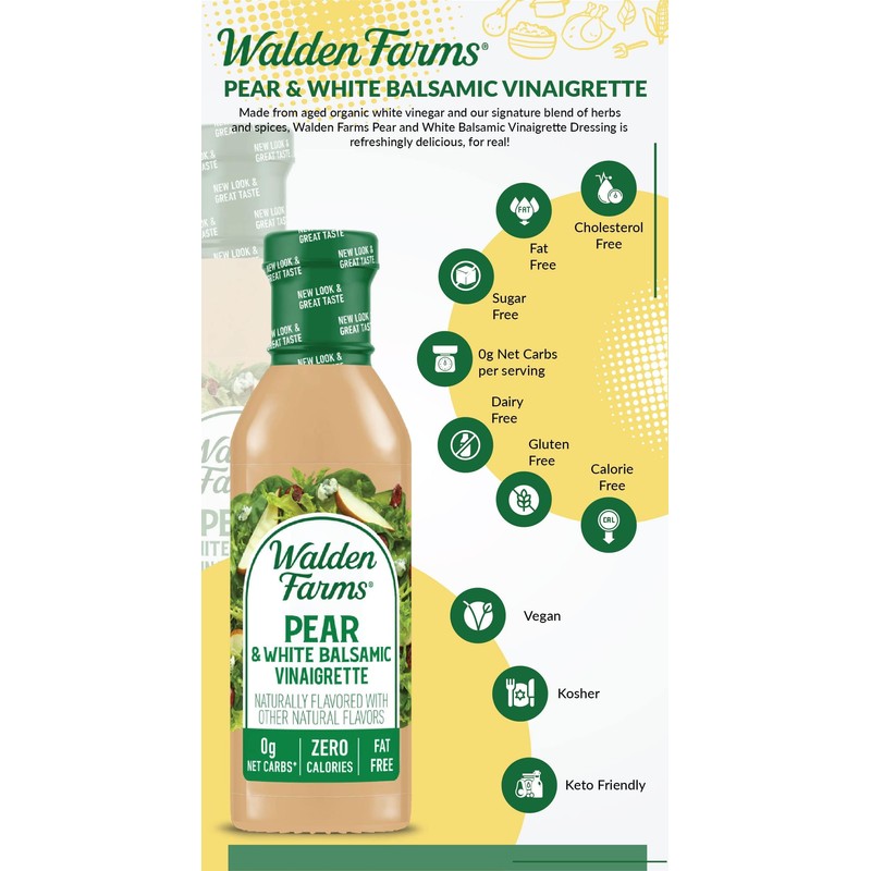 Walden Farms Pear & White Balsamic Vinaigrette Salad Dressing 12Oz