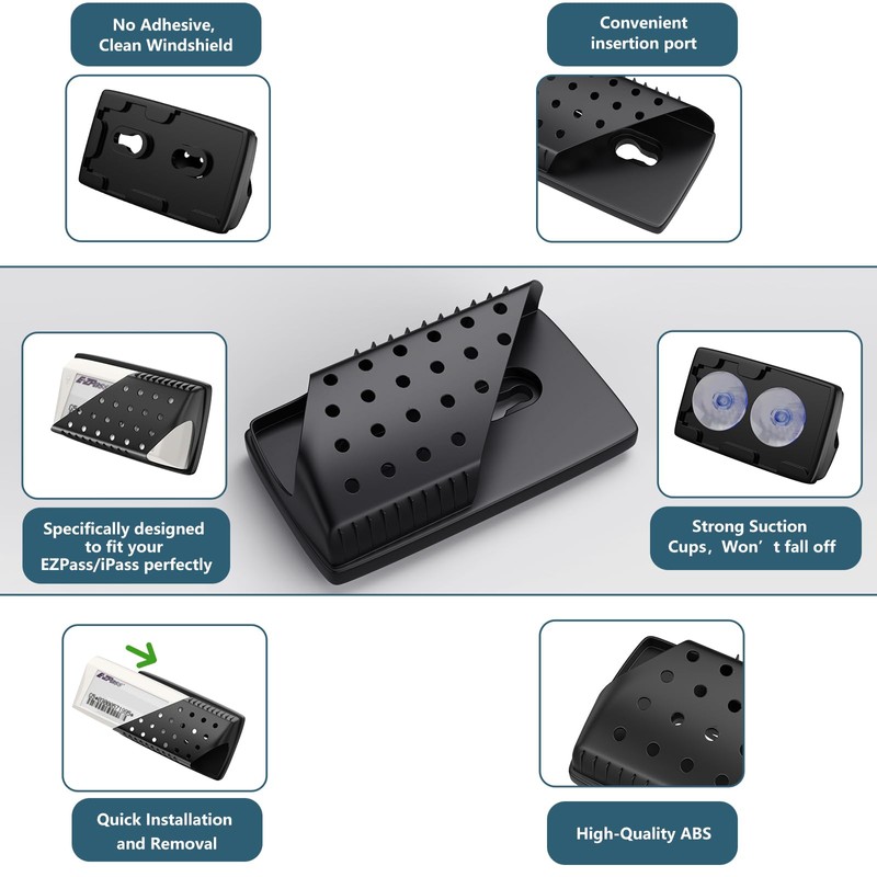 Aprapustec EZPass Holder for Windshield - Super Strong Suction Cups