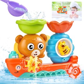 Bath Toys, Shyllin Bath Toy from 1 Year, Bear, Bee, Bath Toy Boat, Bath Toy with Suction Cups, Water Toy, Birthday Gifts for Boys, Girls (Wear)
