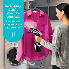 Homedics PerfectSteam Handheld Garment Steamer for Clothes, Sheets and Curtains - 1550 Watts Portable Garment Steamer, Fast Heat, Turbo Power, 15-Minute Continuous Steam, Built-In Crease Attachment