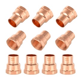 10-PACK GUOFIS 1/2Inch C x 1/2Inch FNPT Copper Female Adapter, LF Short Radius Fittings Adapter with Sweat Solder X FNPT Connection for Residential, Commercial(COPPER066)