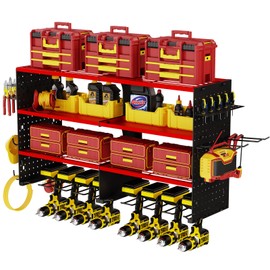 4 Layer Power Tool Organizer Wall mount, 180Lbs Load Heavy Duty Tool Organizers and Storage, Screwdriver Holder Power Tool Rack with 8 Cordless Drill Holder