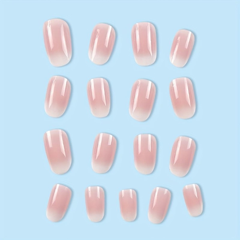 Press-on Nails Set, 24 Medium Full-coverage Pieces, Pink Shimmer Almond