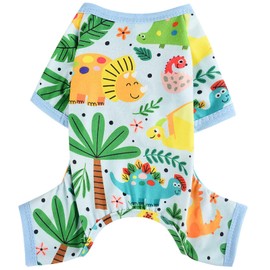 Dosuyi Dog Pajamas Spring Summer Pet Clothes for Small Dogs Girl Boy Soft Stretchy Puppy Clothes Cat Pjs Pet Jammies Outfit (Blue Dinosaur, X-Small)