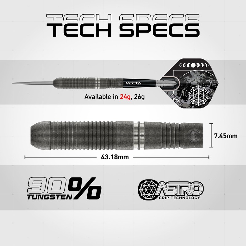 WINMAU Darts Callisto 24g 90% Professional Tungsten Steel Tip Darts