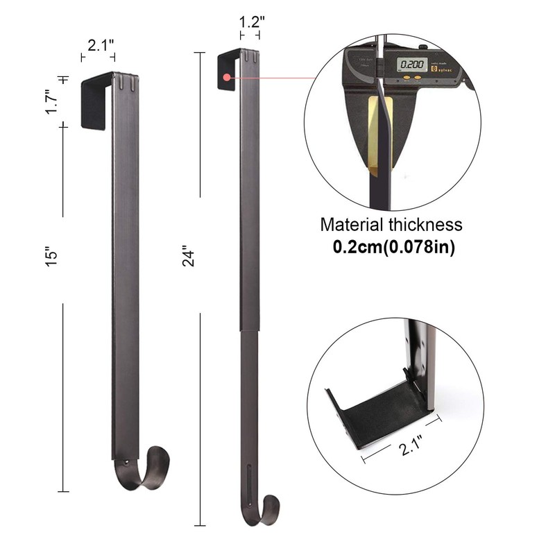 Myfolrena Adjustable Wreath Hanger from 15"-24", Metal Wreath Hook for