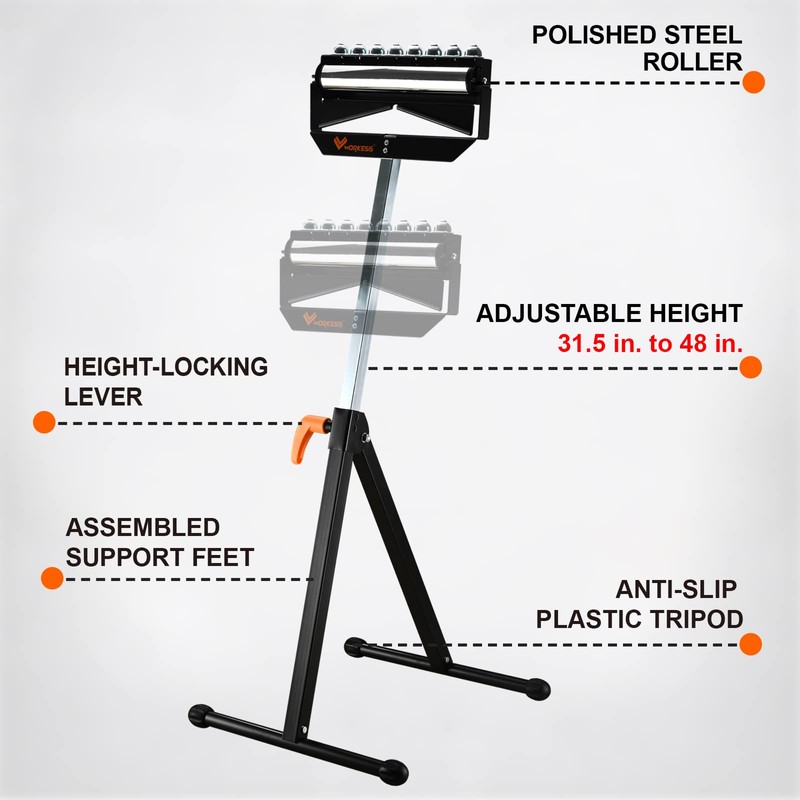 WORKESS Roller Support Stand,WK-RS010 132 Lbs Load Capacity,Adjustable Height (27"