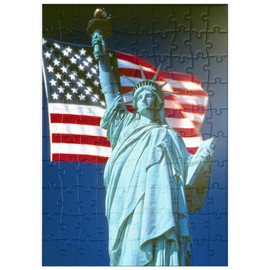 MyPuzzle Statue of Liberty with American Flag, New York City, USA - Premium 100 Piece Puzzle - MyPuzzle Special Collection by Puzzle Galaxy