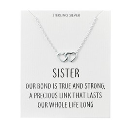 Philip Jones Sterling Silver Sister Quote Heart Link Necklace