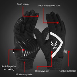 HMH Sports Winter Gloves, Waterproof Gloves For Indoor and Outdoor Activities, Anti Slip Touch Screen Gloves For Men Women Running Gloves, Driving, Hiking, Climbing and Cycling (Kids, XS)