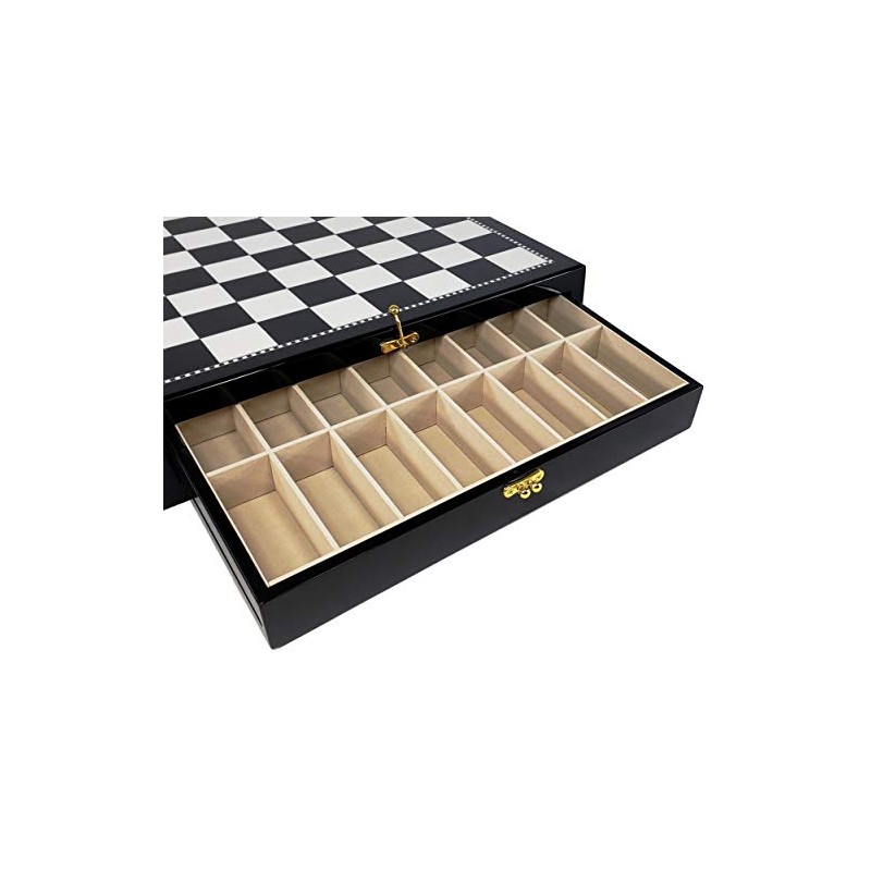 17 inch Black and White High Gloss Chess Storage Board