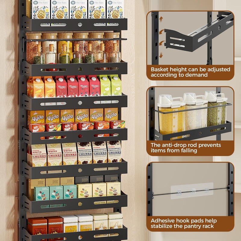 8-Tier Over The Door Pantry Organizer, Large 2 IN 1