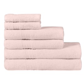HOMELOVER 6 Piece Towel Set - 100% Organic Cotton, 2 Bath Towels, 2 Hand Towels, 2 Washcloths - 500 GSM, Hotel & Spa Quality, Soft, Quick Dry, Highly Absorbent Bathroom Essentials (Seashell Pink)