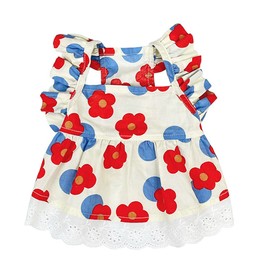 Anelekor Floral Printed Small Dog Dress Ruffled Sleeves Puppy Princess Skirt Spring Girl Dog Clothes Summer Cat Apparel Casual Cotton Pet Sundress for Kitten XS Dog (Large,Small)