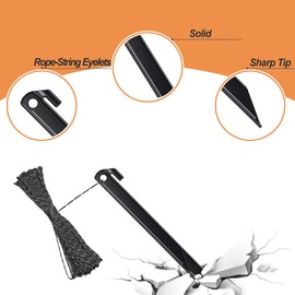 Aoipend 16 Pcs Plastic Stakes 12 inch Heavy Duty Tent Stakes, Replacement Inflatables Stakes, Outdoor Yard Ground Anchor for Christmas Decorations Garden Tent, Camping Accessories Black