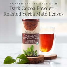 The Republic of Tea – Organic Double Dark Chocolate Maté, Naturally Caffeinated Yerba Maté, Steeps 36 Cups