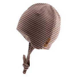 Sterntaler Striped Microfleece Beanie - Baby and Children's Hat with Cut Ear Flaps and Tie - Lined with Cotton Fleece - Dark Grey, 37