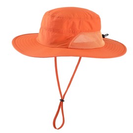 Connectyle Men's Outdoor UPF 50+ Safari Hat, Adventure Hat, Wide Brim, UV Protection, Sun Hat, Fishing, orange, Free size