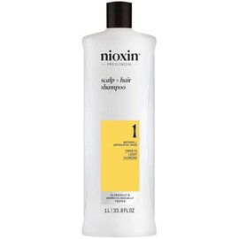 Nioxin - Sistema 1 - Champú Fortalecedor para Cabello y Cuero Cabelludo - Cabello Natural con Debilitamiento Leve - Con Biotina y Niacinamida (1L)