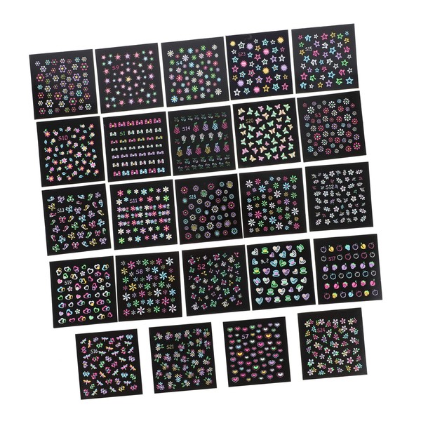 OATIPHO 24Sheets Luminous Nail Art Stickers DIY Nail Decals for