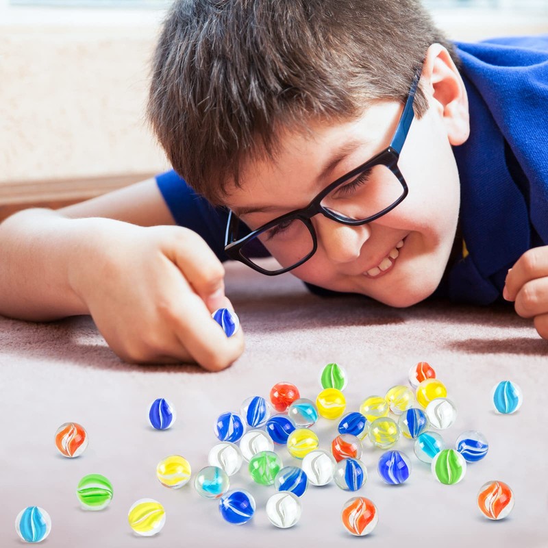 POPLAY Marbles for Kids, 115PCS Cat Eye Glass Marble, Mixed