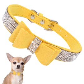 Puppy Dog Collar With Rhinestone Bow Knot Crystal Diamond Colorful Bling Girl Cat Collars XS Small Medium Large