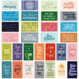 MWOOT 90 Pcs Motivational Quote Note Cards, Encouragement Greeting Cards for School Workplace Gifts, Mini Inspirational Appreciation Business Cards for Students Teachers Colleagues(30 Styles,Simple)