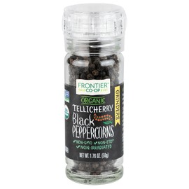 Frontier Organic Tellicherry Black Peppercorns with Grinder, 1.76 oz