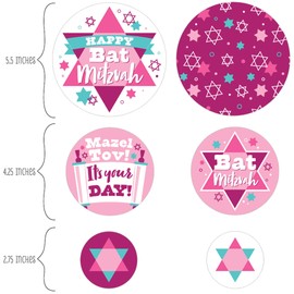 Big Dot of Happiness Pink Bat Mitzvah - Girl Party Giant Circle Confetti - Party Decorations - Large Confetti 27 Count
