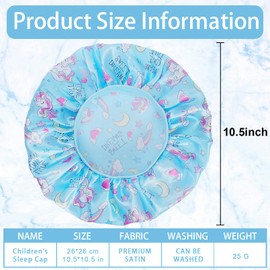 4 PCS Kids Satin Bonnet Child Sleeping Cap,Soft Silk Bonnet Elastic Wide Band,Breathable Baby Bonnets Night Sleep Caps,Colorful Night Hats for Girls Toddler Teens Natural Hair (Unicorn)